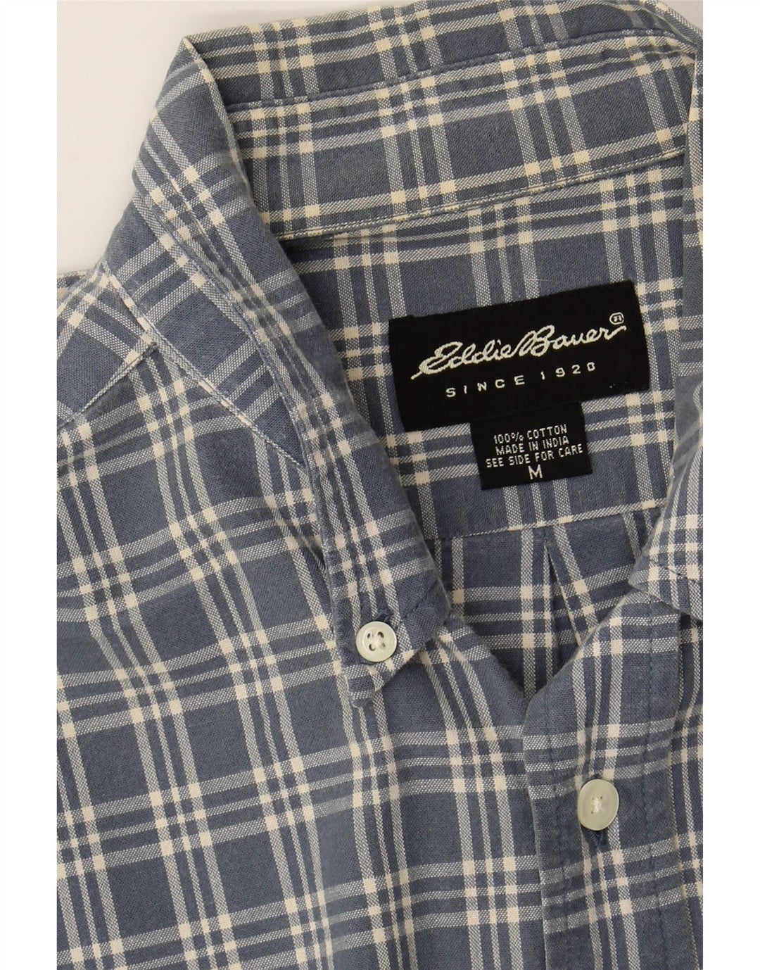 EDDIE BAUER Camisa De Franela Hombre Algodón A Cuadros Azul Medio