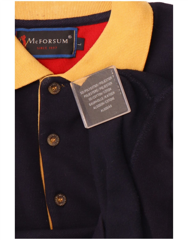 MCFORSUM Sudadera con cuello tipo polo para hombre Jersey grande Azul marino Poliéster