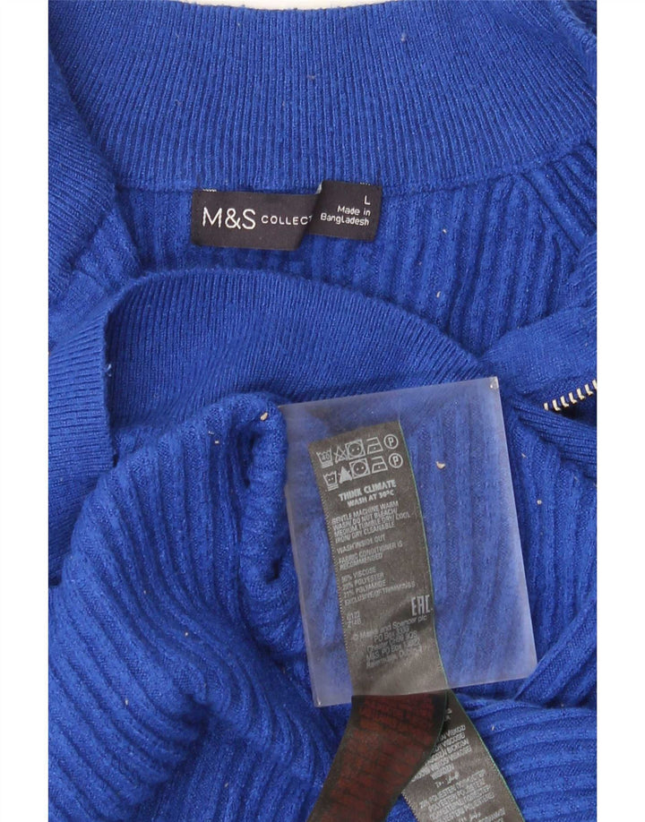 Marks & Spencer Jersey con cuello y cremallera para mujer UK 46 Viscosa azul grande