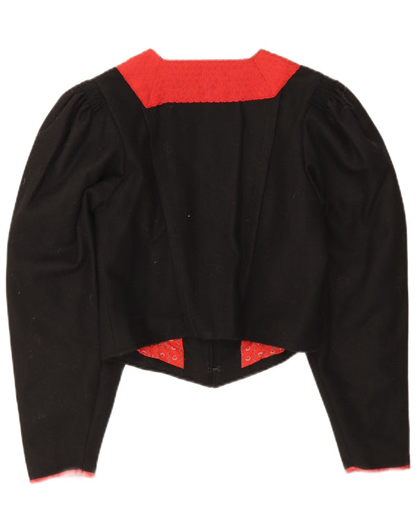 Vintage mujer Trachten Bolero chaqueta EU 38 medio negro colorblock