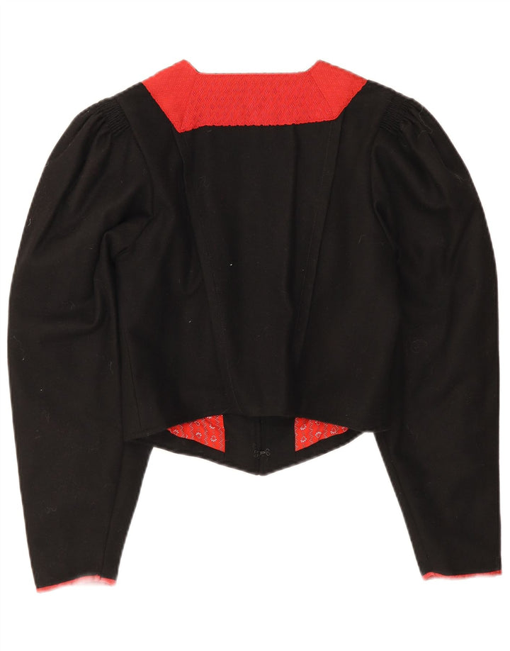 Vintage mujer Trachten Bolero chaqueta EU 38 medio negro colorblock