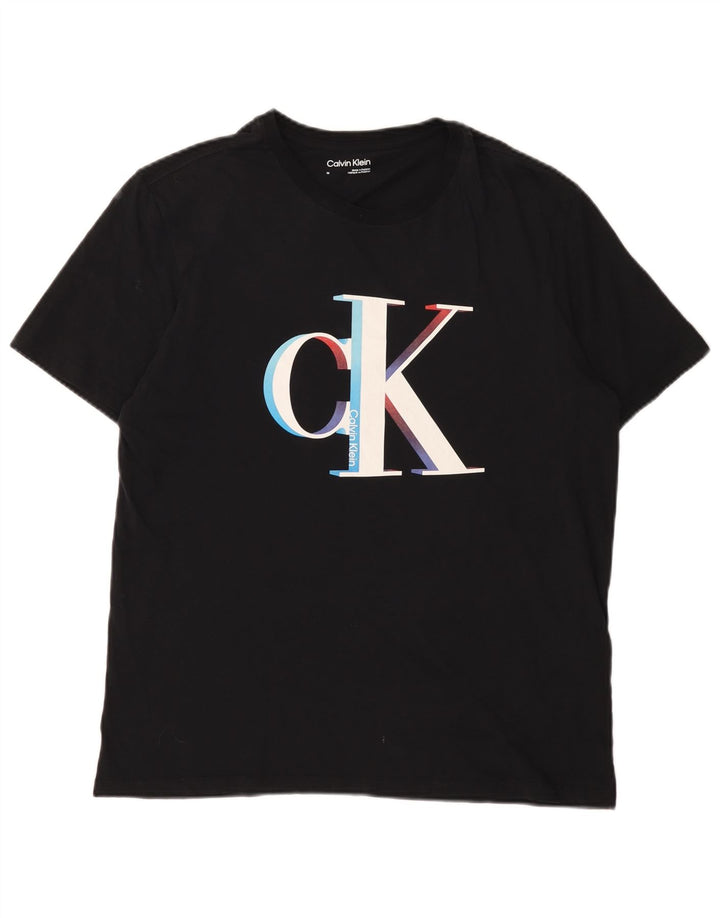 Calvin Klein Camiseta gráfica para hombre Top mediano de algodón negro