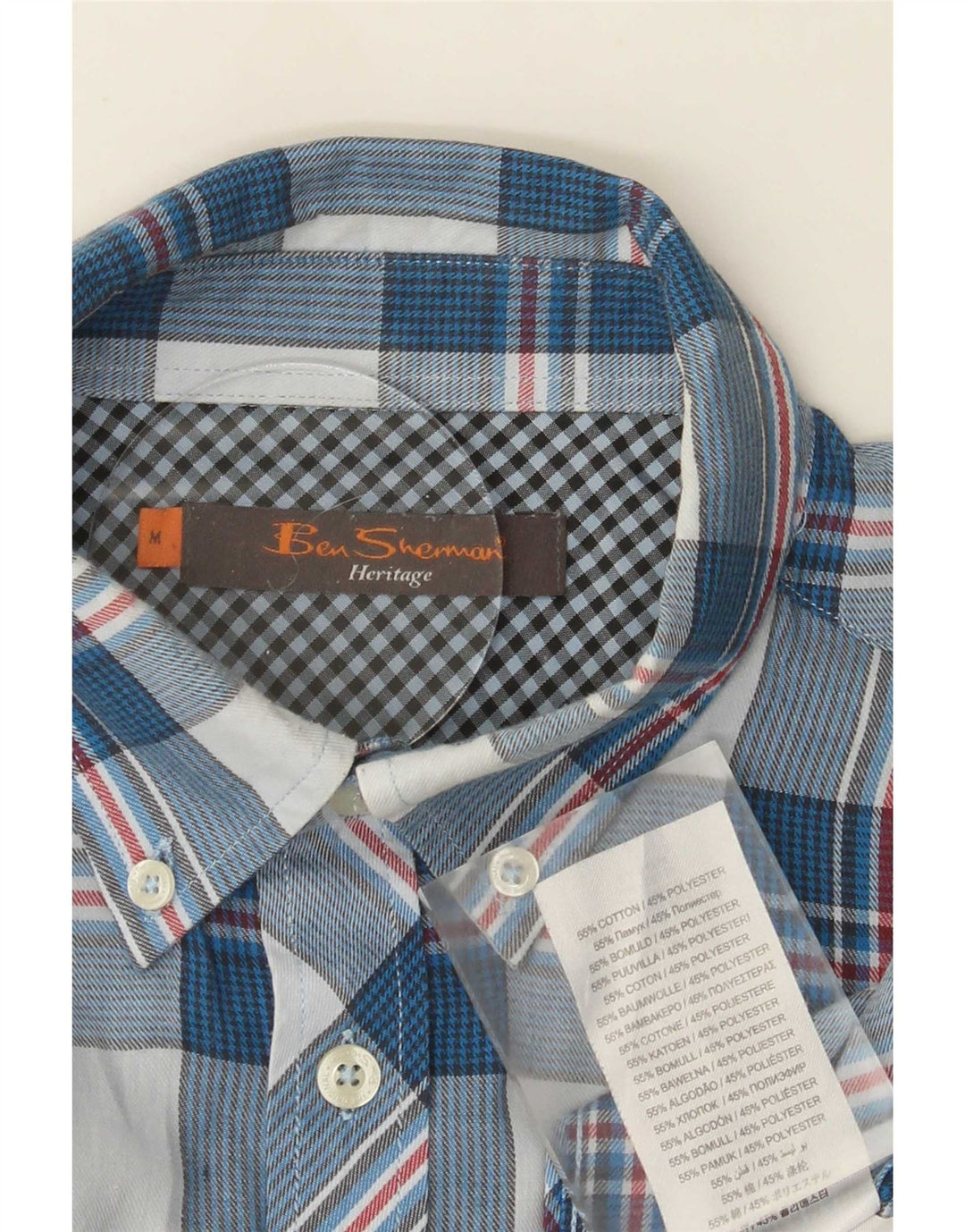 Camisa Ben Sherman Hombre Algodón A Cuadros Azul Medio
