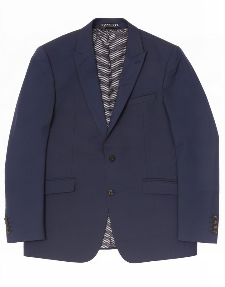 Marks & Spencer Chaqueta tipo blazer de 2 botones para hombre UK 42 Grande Poliéster azul marino
