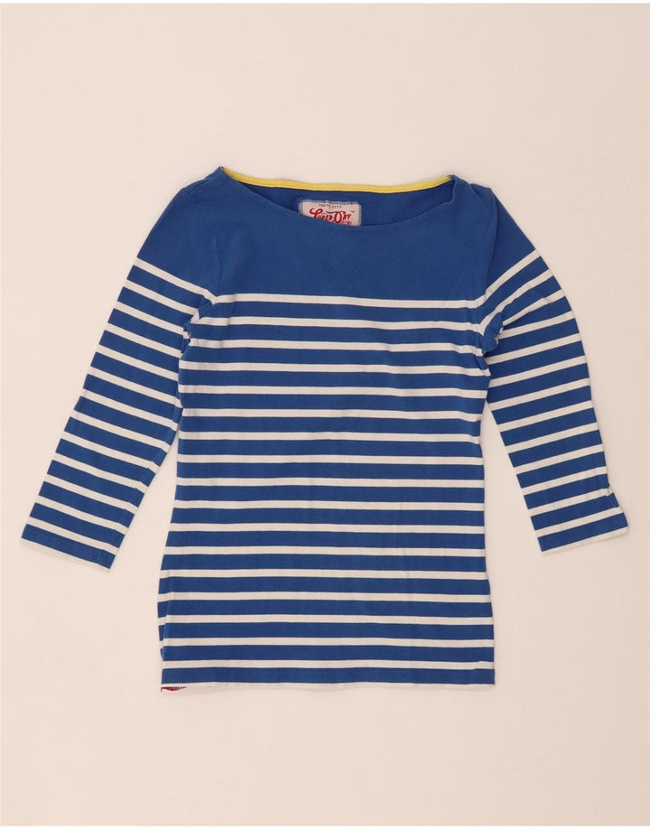 SUPERDRY Top de ajuste perfecto para mujer, manga 3/4, UK 42, rayas azules medianas