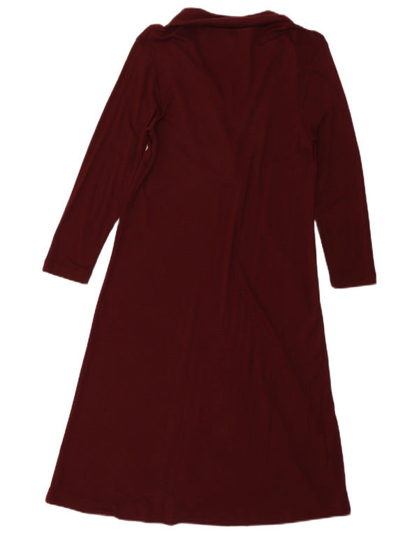 Massimo Dutti Vestido Acampanado de Manga 3/4 para Mujer UK 40 Small Borgoña