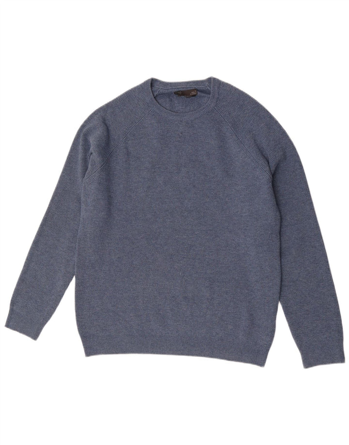 Marks & Spencer - Jersey de cuello redondo para hombre, poliéster azul grande