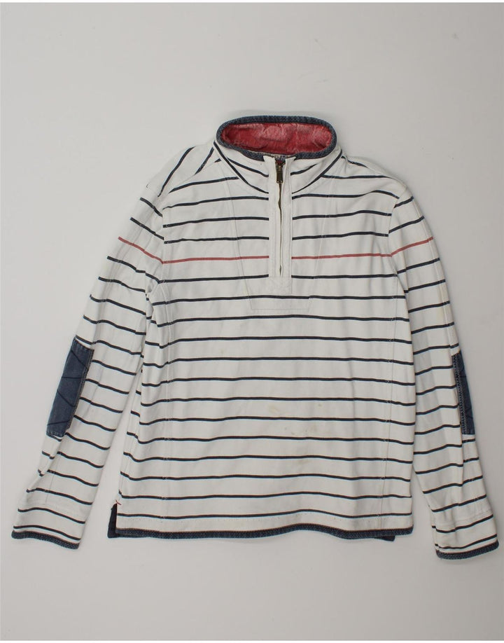 Sudadera con capucha y cuello con cremallera para hombre de Fat Face, jersey grande de algodón a rayas blancas