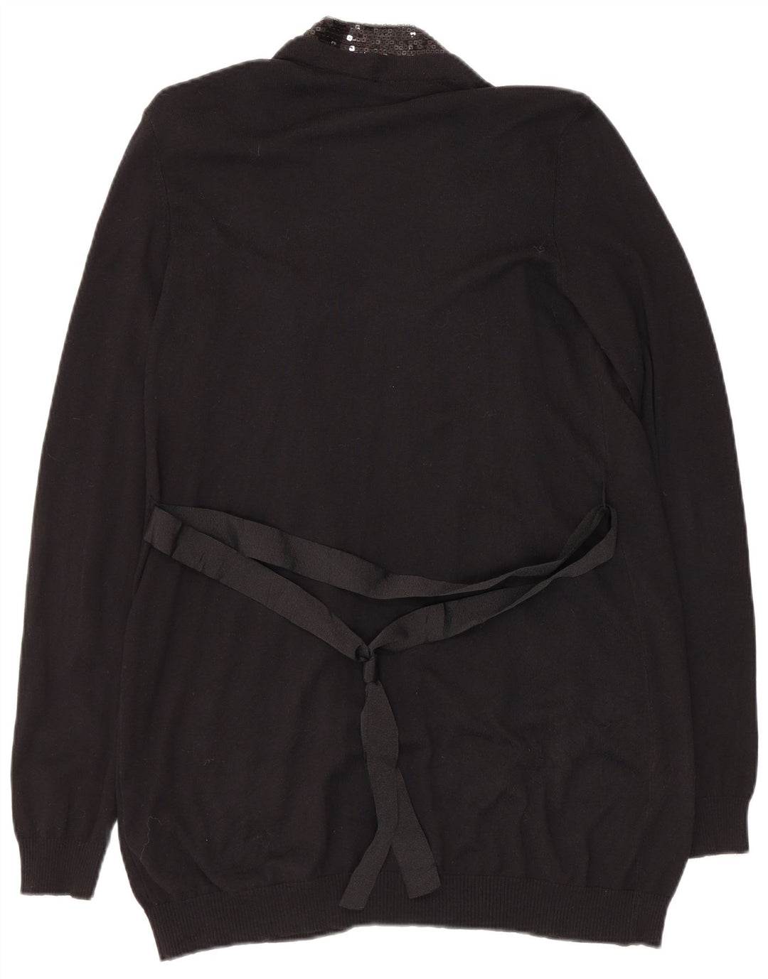 Sisley Suéter tipo cárdigan abierto para mujer UK 44 Grande Algodón negro