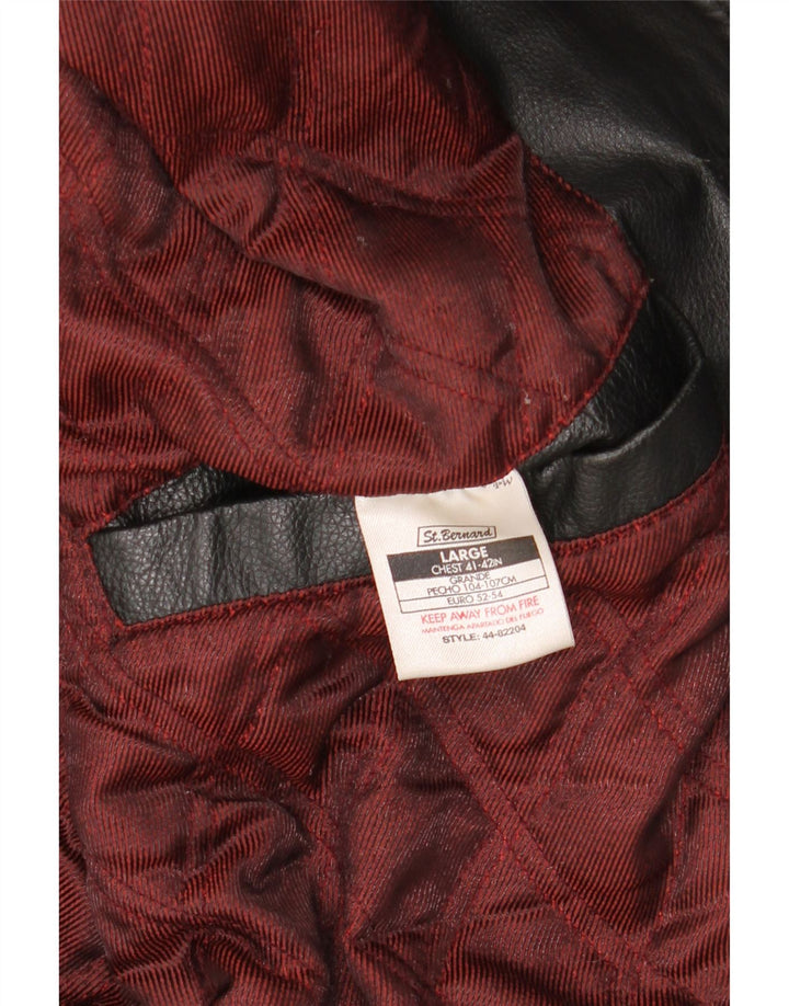 St. Bernard Chaqueta de cuero para hombre UK 40 Large Cuero negro