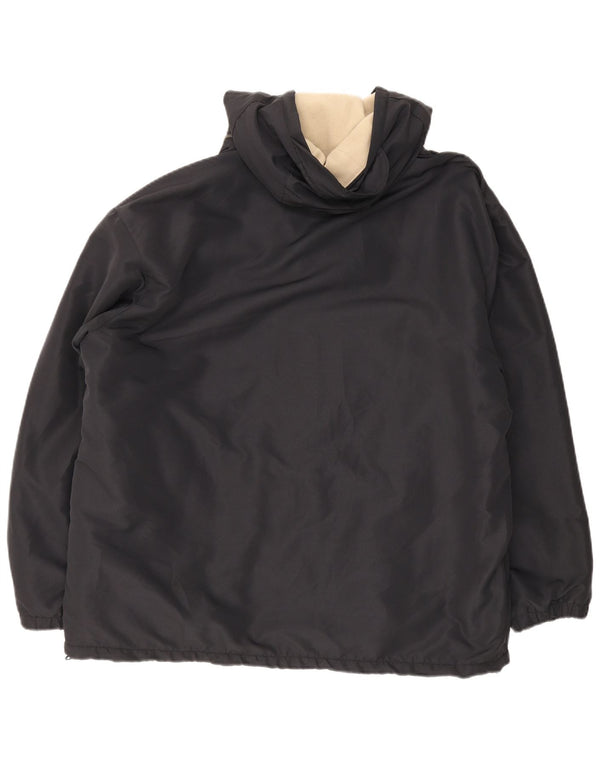 Kappa Chaqueta reversible con capucha para hombre, ajuste holgado, talla 40, poliéster negro grande