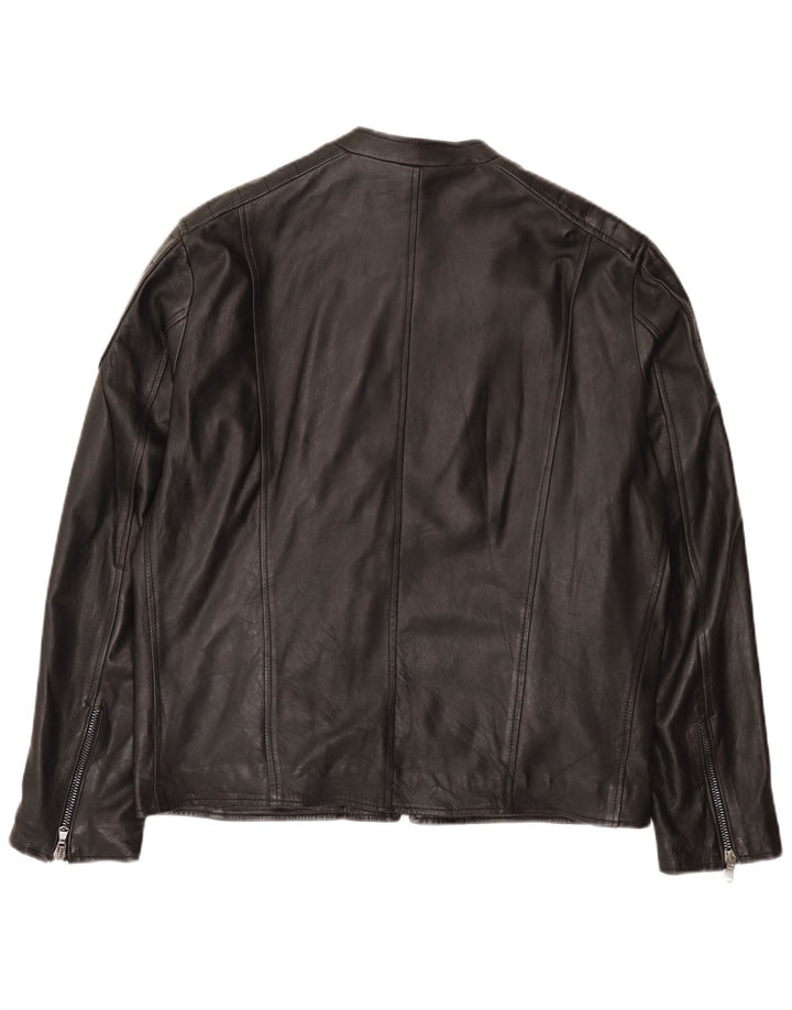 Bayside Chaqueta de cuero para hombre UK 42 XL Cuero negro