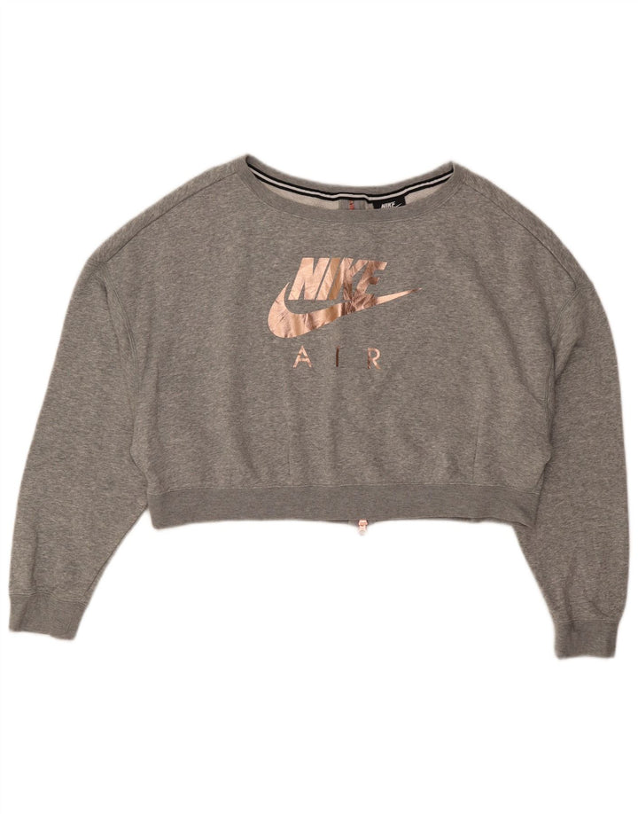 Nike - Sudadera extragrande con gráfico corto para mujer, talla 40, color gris