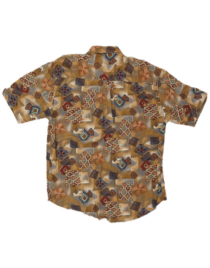 Camisa vintage de manga corta para hombre 2XL Caqui Patchwork Viscosa