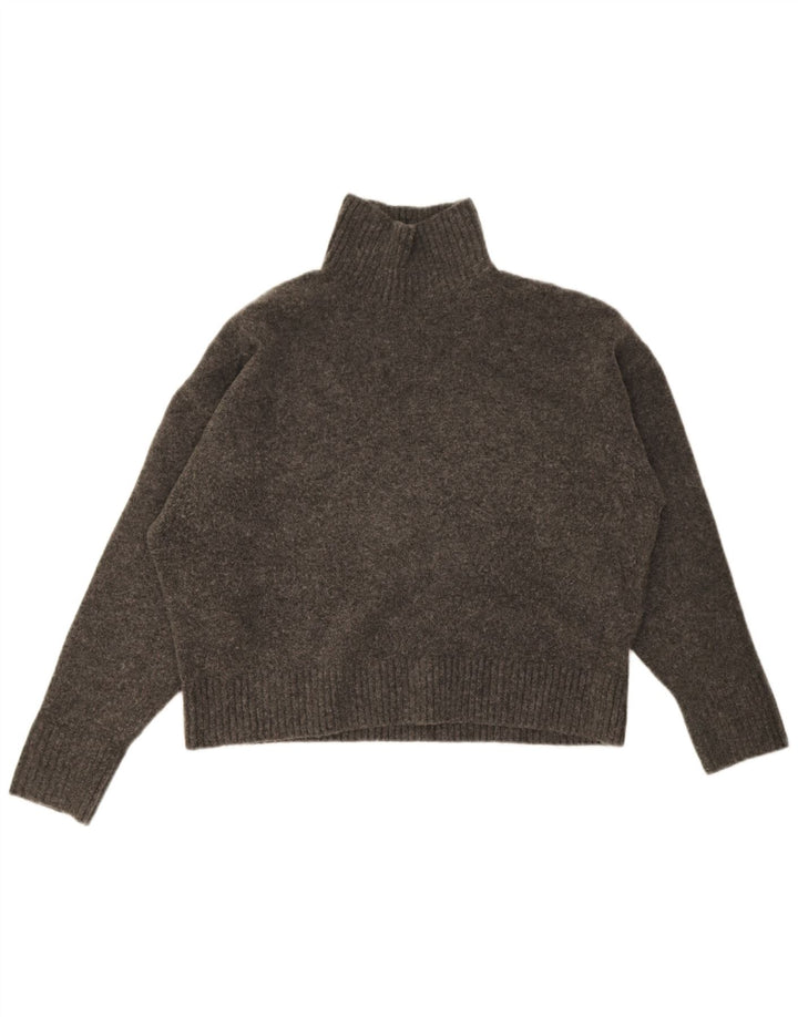 Zara Jersey oversize con cuello vuelto para mujer, talla 44, color gris medio moteado