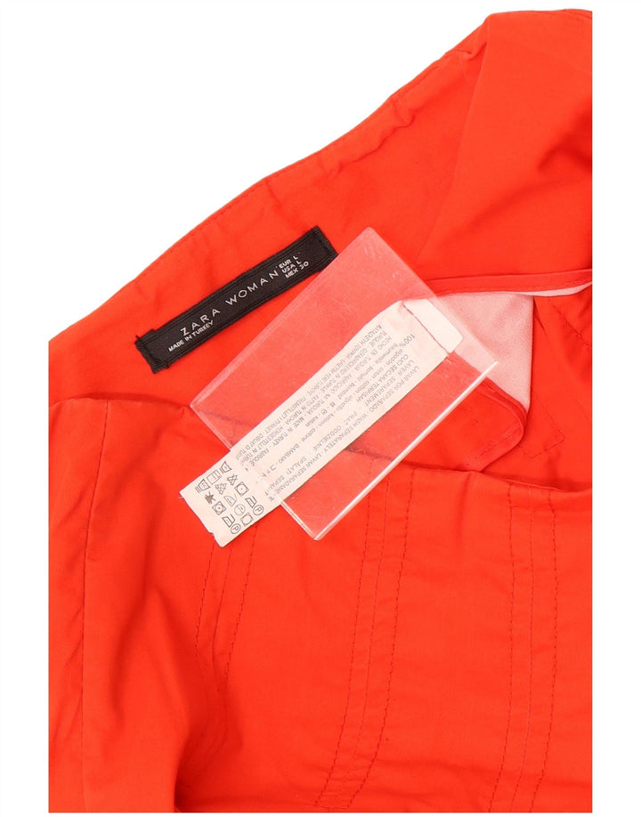 Zara Mujer Falda Acampanada Grande W30 Algodón Naranja