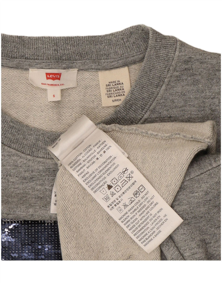 Levi's - Sudadera corta extragrande para mujer, talla 10, algodón gris pequeño