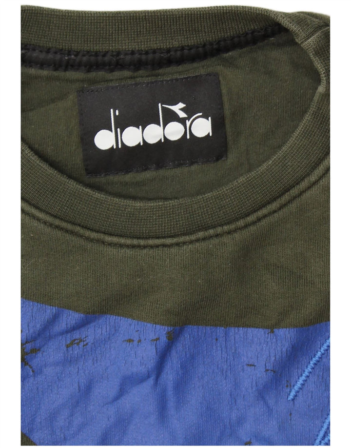 DIADORA Hombre Sudadera Gráfica Jersey Small Caqui
