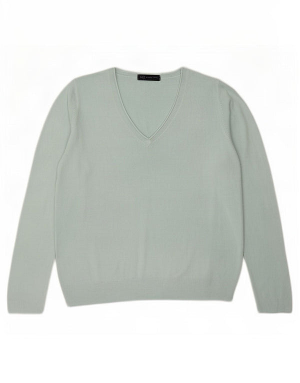 Marks & Spencer Suéter con Cuello en V para Mujer UK 40 XL Acrílico Azul