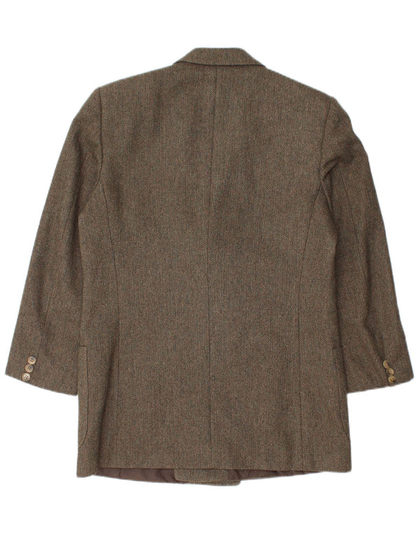 Vintage hombres chaqueta blazer de doble pecho IT 48 espiga verde medio