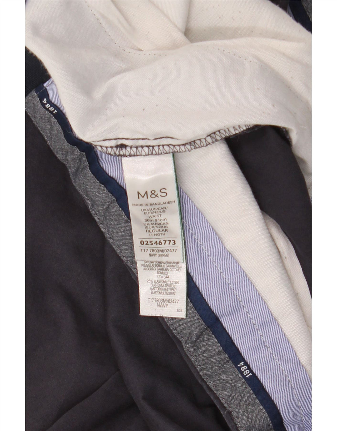 Marks & Spencer Pantalones cortos chinos para hombre W36 Grande Algodón azul marino