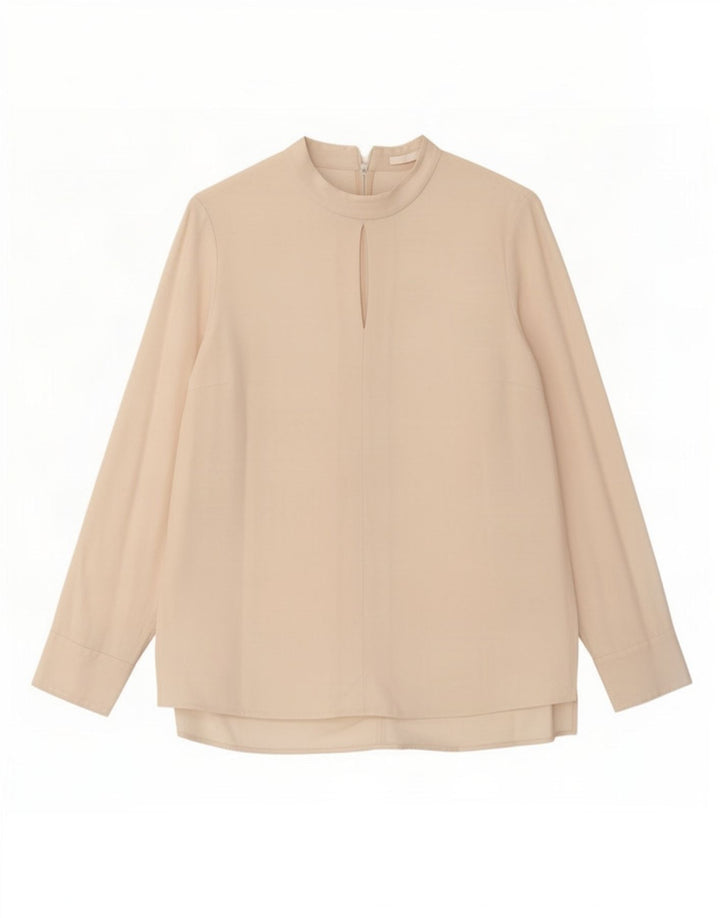 Hugo Boss Blusa de manga larga para mujer UK 12 Mediano Acetato blanco roto