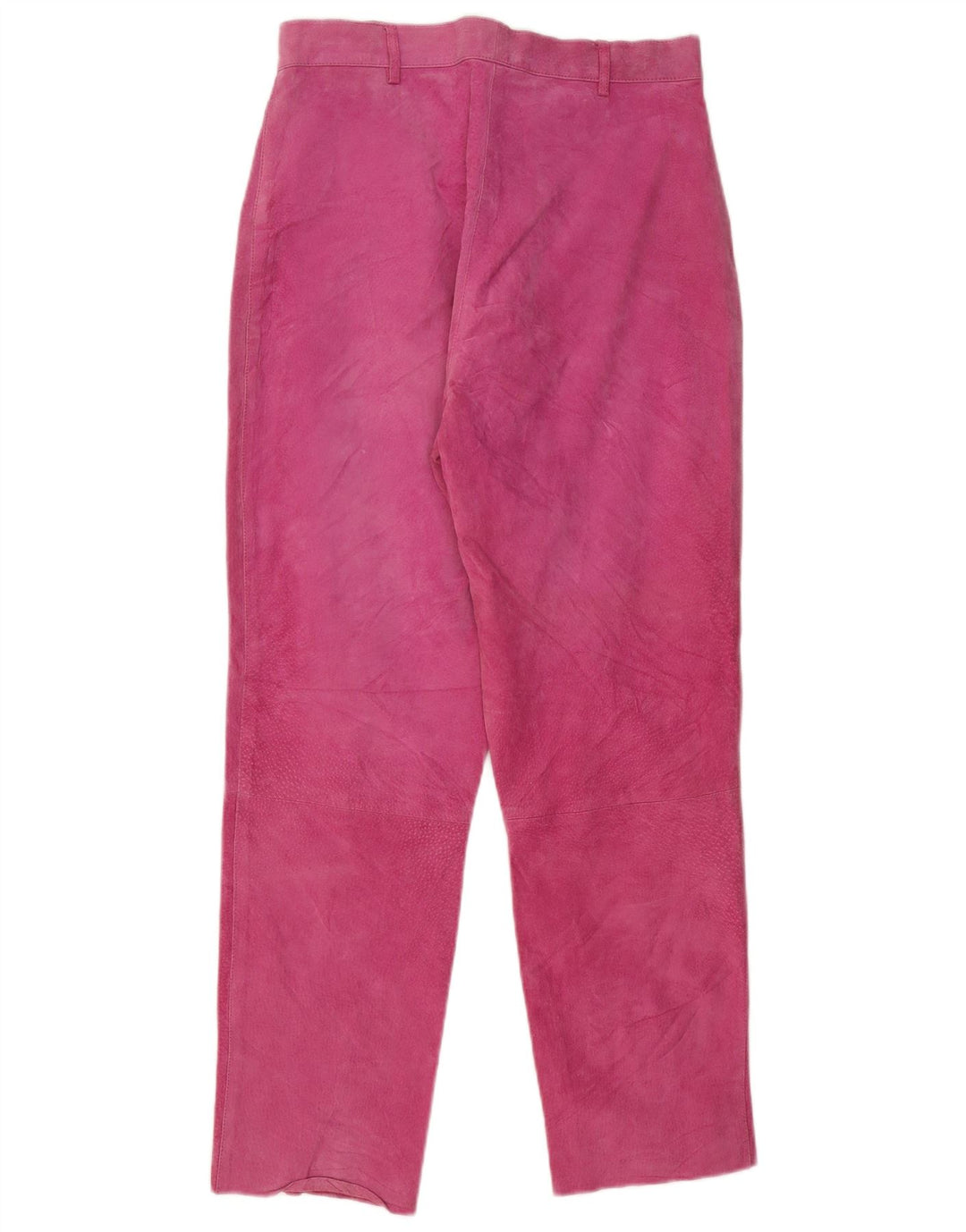 VINTAGE Pantalones de ante rectos para mujer Reino Unido 16 Grande W30 L29 Cuero rosa