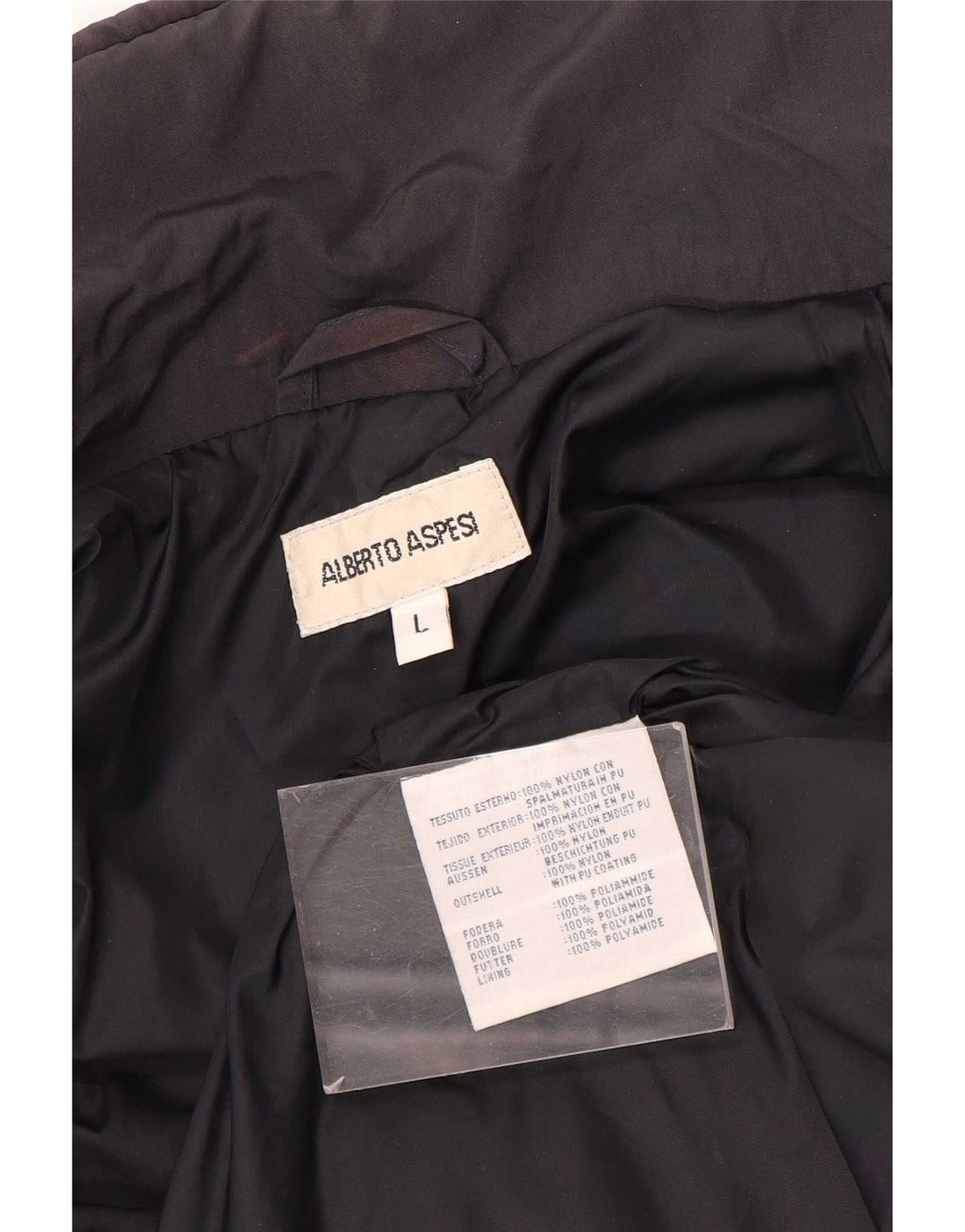 Alberto Aspesi Chaqueta militar para hombre UK 40 Large Nylon negro