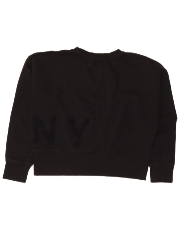 Dkny Mujer Oversize Crop Graphic Sudadera Jumper UK 10 Small Negro