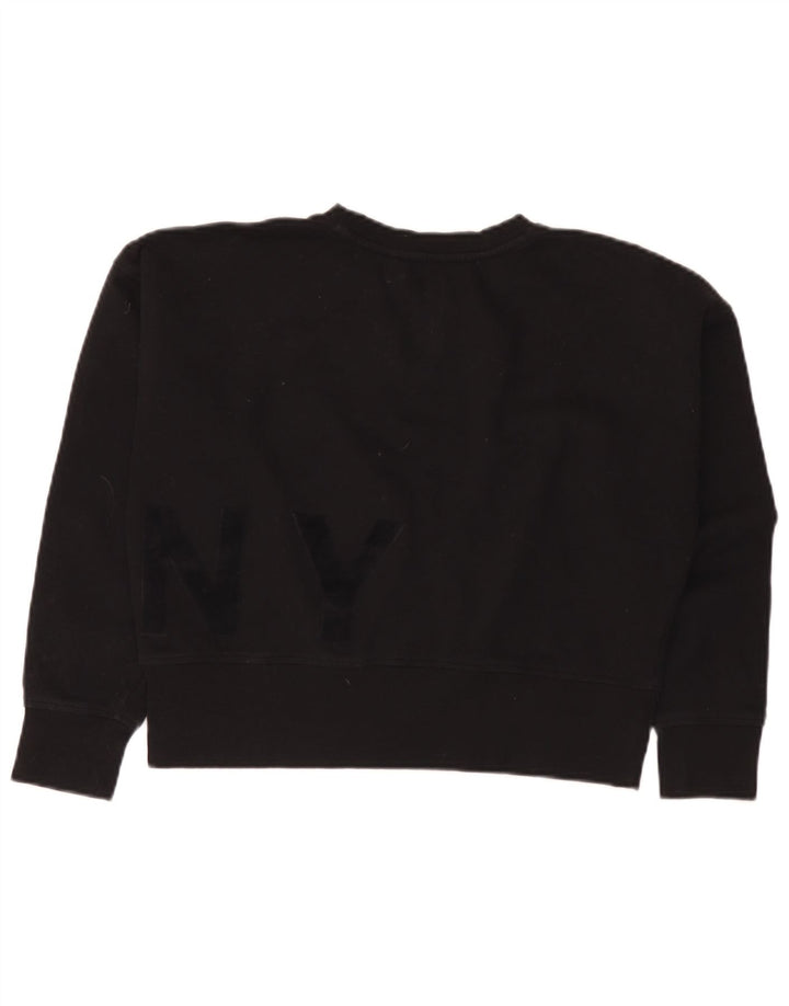 Dkny Mujer Oversize Crop Graphic Sudadera Jumper UK 10 Small Negro