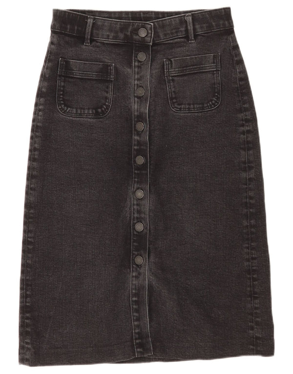 Marks & Spencer Falda Vaquera para Mujer UK 10 Small W27 Algodón Negro