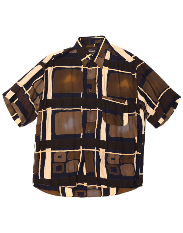 Camisa Hombre Tipo' S De Manga Corta De Viscosa Geométrica Multicolor Mediana