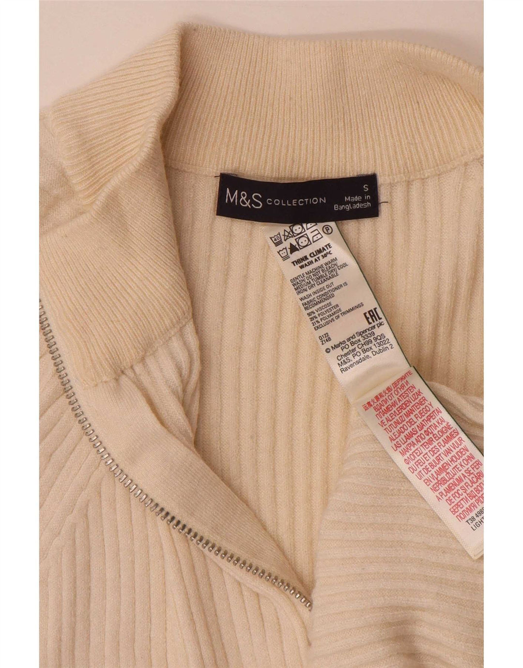 Marks & Spencer Suéter extragrande con cuello y cremallera para mujer UK 10 Small Beige
