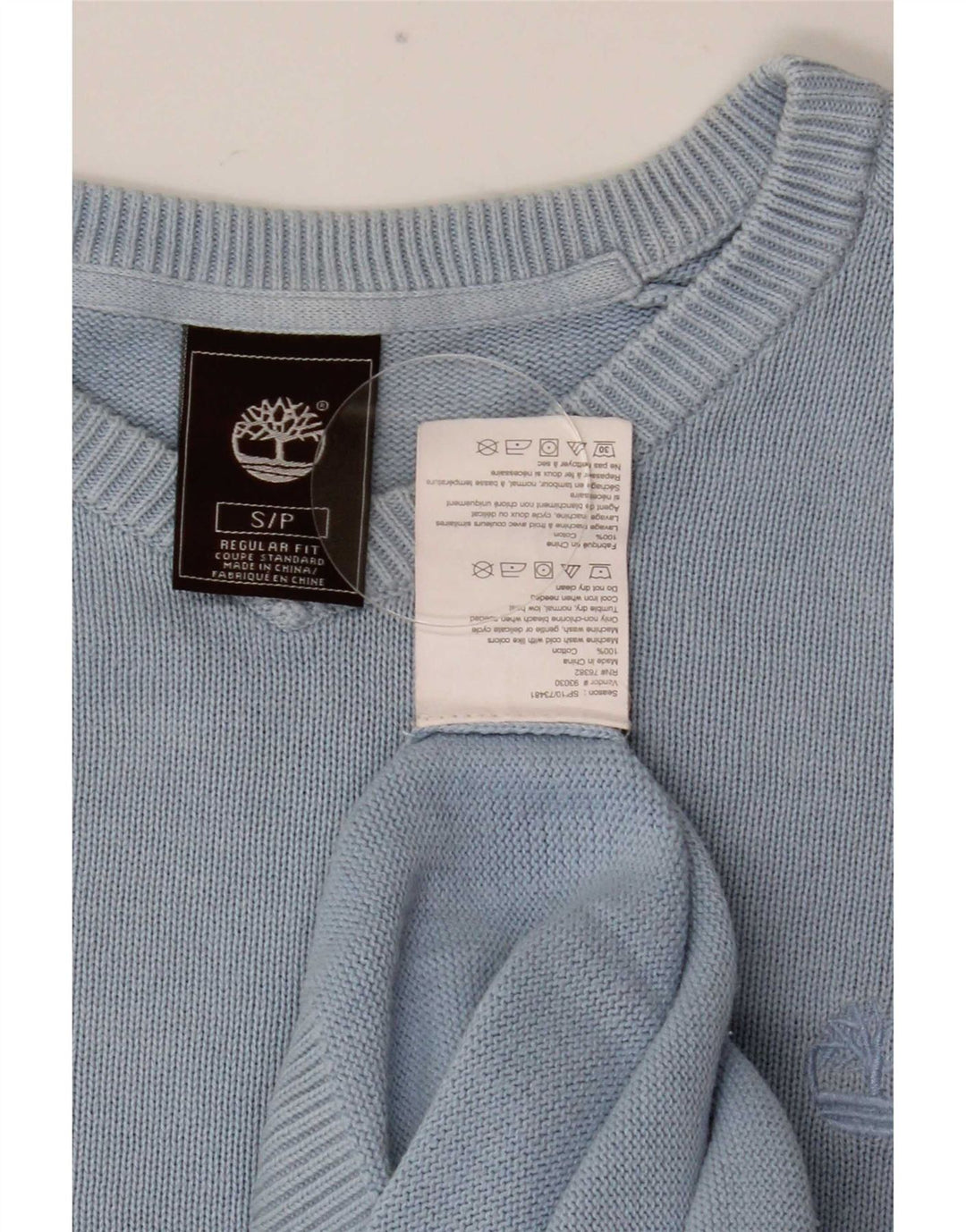 Timberland Jersey Regular Fit con Cuello en V para Hombre Pequeño Algodón Azul