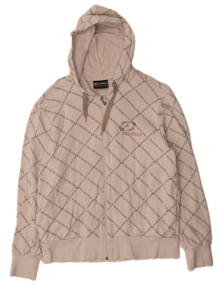 LOTTO Suéter con capucha y cremallera gráfica para hombre Algodón blanco mediano