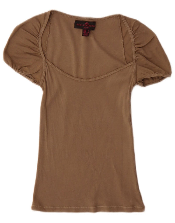 Zara Mujer Blusa Top UK 8 Small Gris