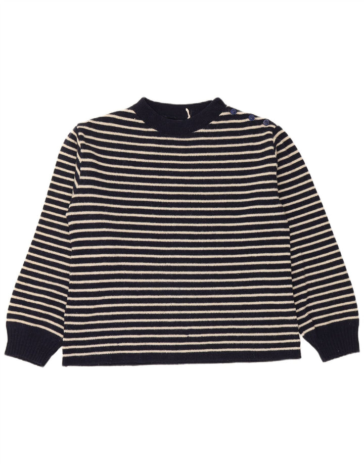 Vintage mujer botón cuello jersey suéter Reino Unido 14 medio azul marino náutico