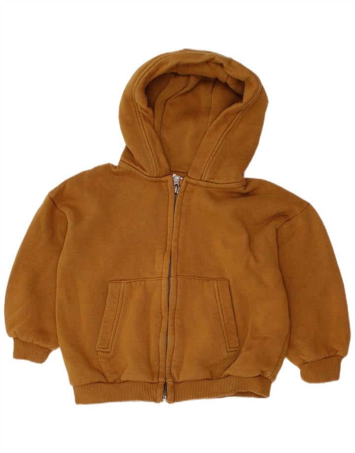 ZARA Sudadera con capucha y cremallera para niño 3-4 años Marrón Algodón