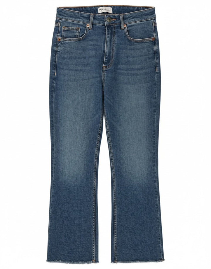 Zara Mujer Crop Bootcut Jeans EU 38 Small W28 L26 Azul