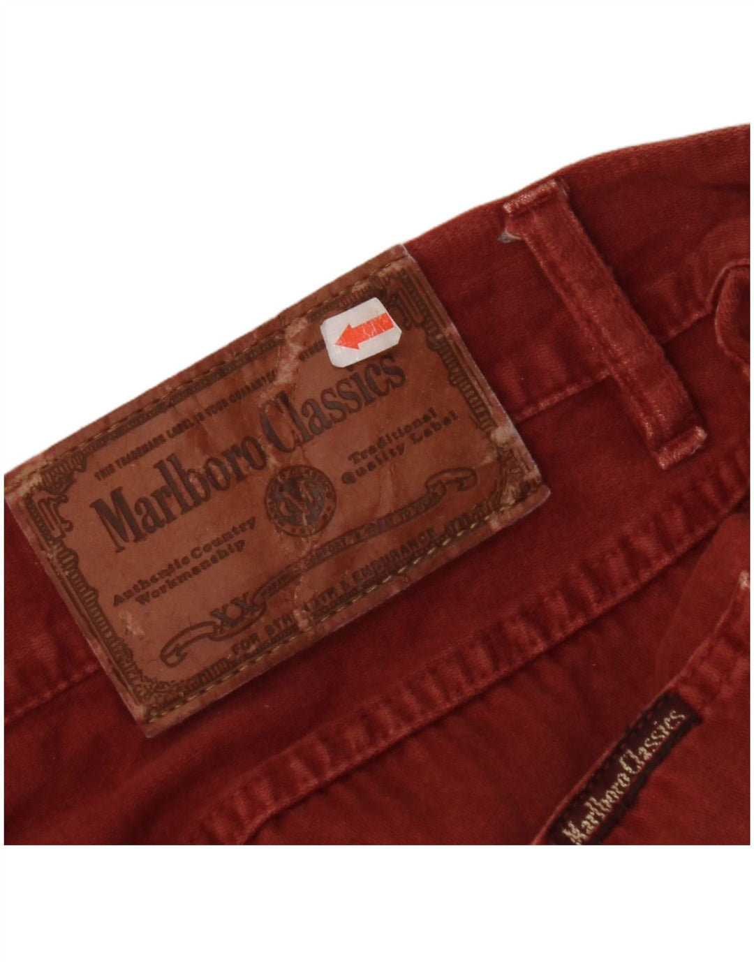 MARLBORO CLASSICS Pantalones casuales rectos para hombre W33 L29 Algodón granate