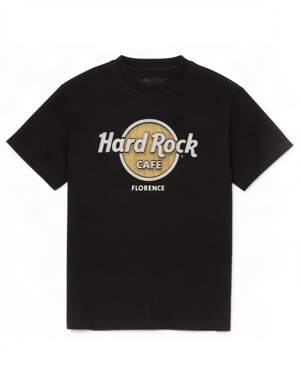 Hard Rock Cafe Mujer Florence Graphic Camiseta Top UK 10 Small Algodón Negro