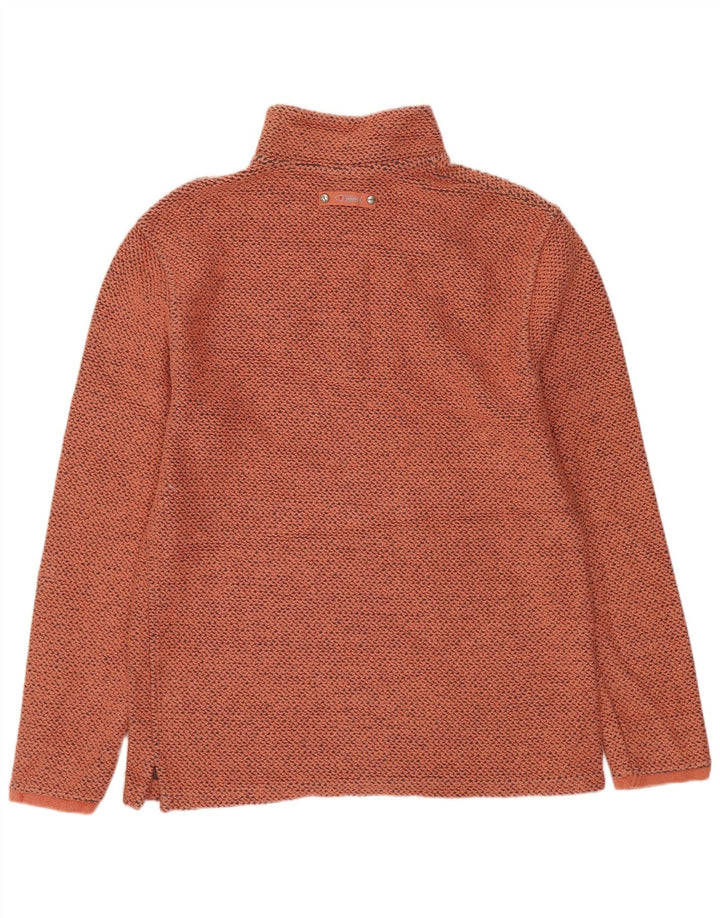 Weird Fish Sudadera con Cuello y Cremallera para Hombre Jersey pequeño de algodón Moteado Naranja