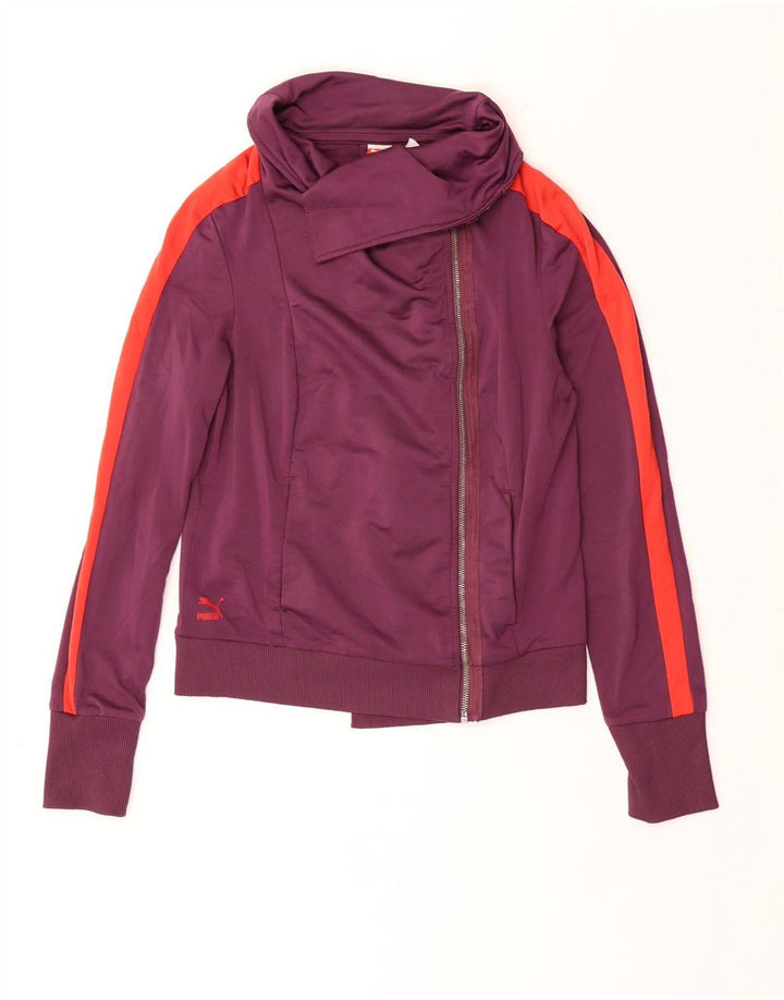 PUMA Chaqueta de chándal para mujer UK 12 Poliéster con bloques de color granate mediano