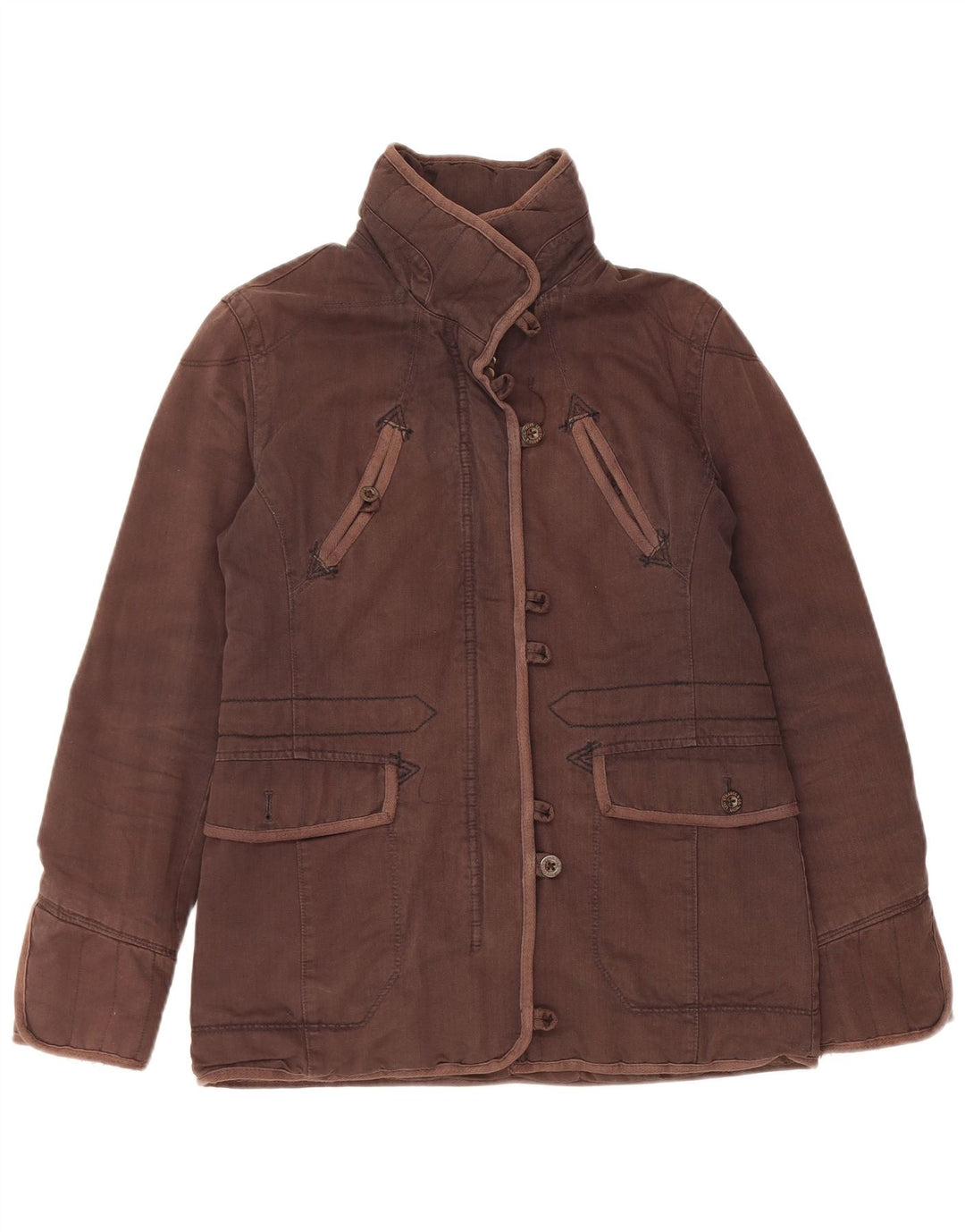 Levi's Chaqueta cortavientos para mujer UK 10 Small Brown Herringbone