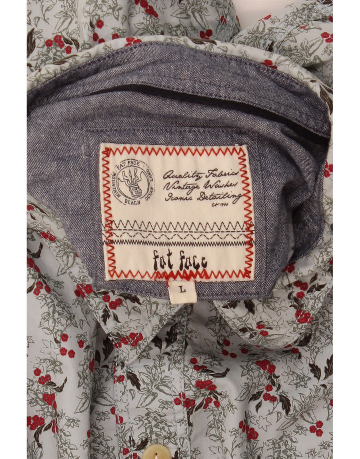 Camisa de hombre Fat Face grande con estampado floral gris