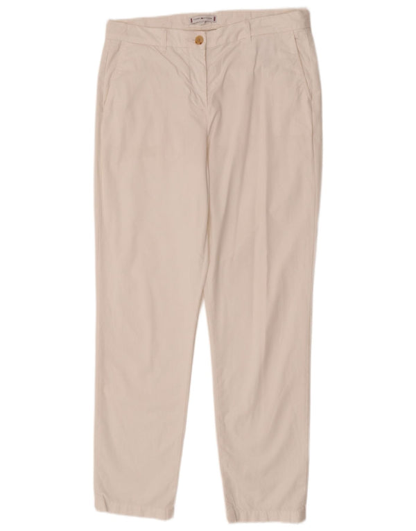 Tommy Hilfiger Pantalones chinos rectos para mujer UK 12 Medium W32 L29 Blanco