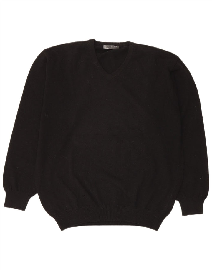 Zara Hombre Jersey Con Cuello En V Jersey Grande De Lana Negra