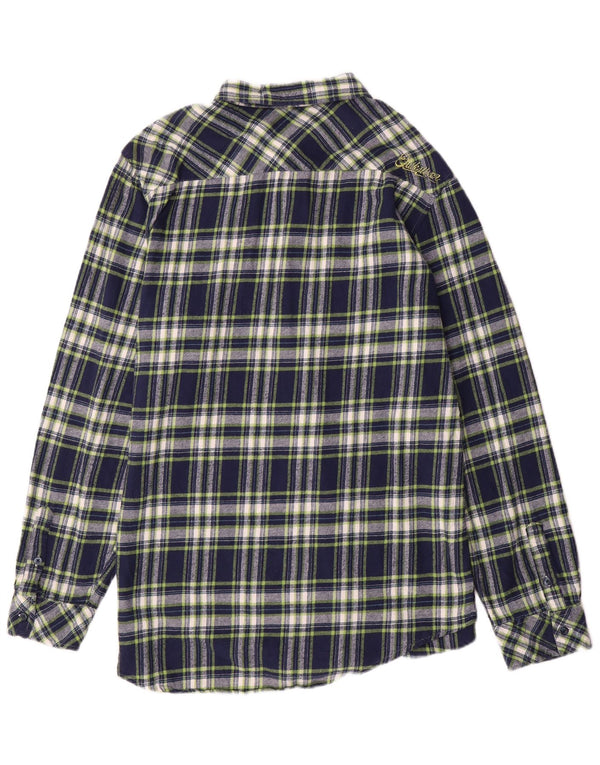 QUIKSILVER Camisa de Franela Hombre XL Azul Marino Cuadros Algodón