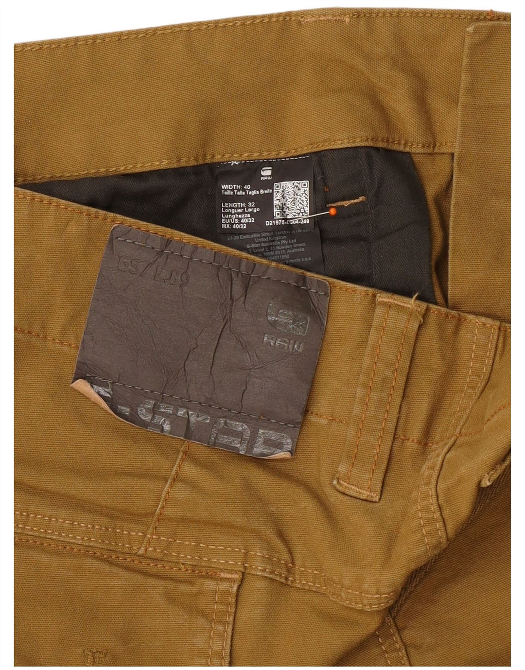 G-STAR Pantalón cargo cónico para hombre W40 L28 Algodón amarillo