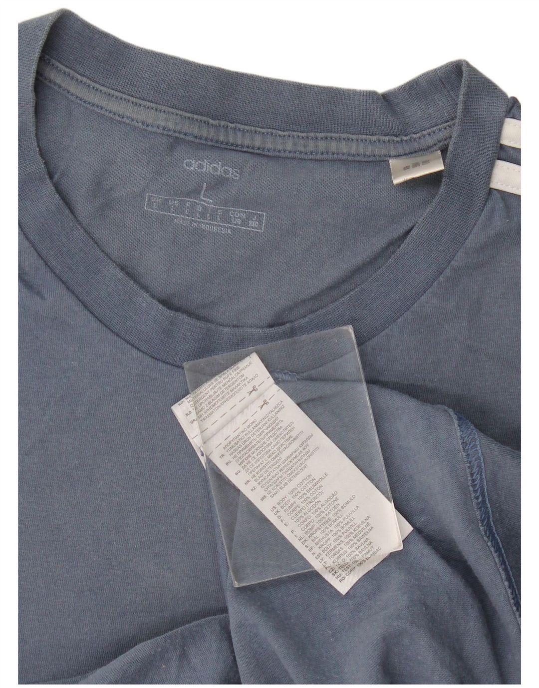 Adidas - Camiseta para hombre, talla grande, algodón azul